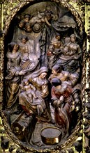 Birth of the Virgin Mary, detail of the altarpiece in the church of Santa María de Arenys de Mar.