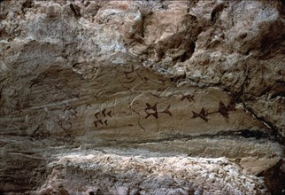 Schematic cave paintings in the cave of Los Letreros (Vélez Blanco, Los Velez, Almería): set of r?