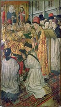 Table of the ordination of Saint Vincent by the Bishop of Zaragoza, Saint Valerio. Painting on wo?
