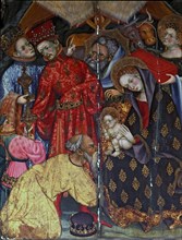 Altarpiece of Santa Maria of Santes Creus, detail 'The Adoration of the Kings'. Painting on wood.
