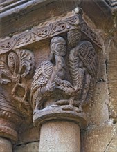 Capital with anthropomorphic decoration on the outside of one of the galleries of the cloister of?