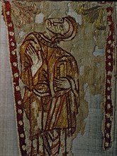 Standard of Saint Odon with a figure on a prayer. Cloth in embroidered linen with polychromed sil?