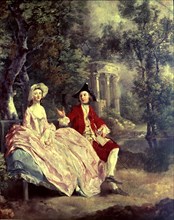 Conversation in the Park', detail of the canvas by Thomas Gainsborough.