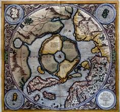 'Atlas of Gerardus Mercator', 1595, map of the Arctic to the North Pole and surrounding lands wi?