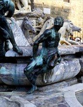 Fountain of Neptune in the Piazza della Signoria, detail of the set of figures surrounding the br?