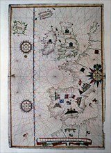 Atlas of Joan Martines, Messina, 1582. Portulan chart of Western Europe showing the Iberian penin?
