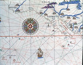 Atlas of Joan Martines, Messina, 1582. Portulan chart of Alta and Baja California and the Pacific?