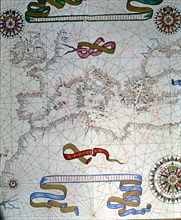 Atlas of Joan Martines, Messina, 1582. Portulan chart of southern Europe and coasts of North Africa.
