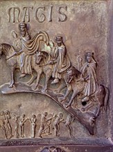 The Magi. Bronze relief at the south gate of the transept of Pisa Cathedral, designed by Bonanno ?
