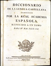 Cover of the 'Dictionary of the Spanish language', composed by the Royal Spanish Academy, printed?