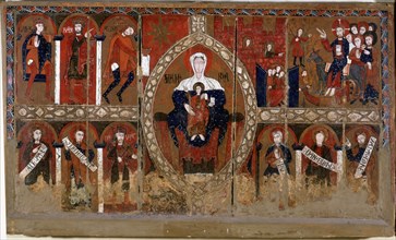 Espinelves Frontal' (or the three kings), panel painting. Mother of God dominates the center of t?