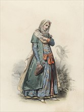 Mogul Lady, in the modern age, color engraving 1870.