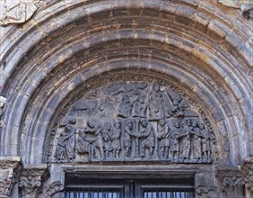 Cathedral of Santiago, the Platerías door, detail of tympanum with scenes from the life of Jesus ?
