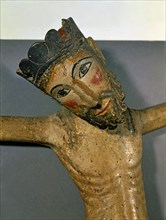 Detail of Christ of Solsona, polychromed carving c. 1300.