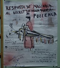 Poster announcing popular festivals and political vindications. 'Answer of Majorca to the Decret ?