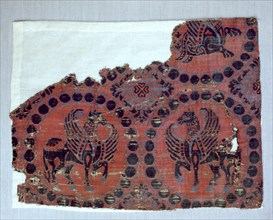 Silk fabric with decoration of winged horses, from the Monastery of Santa Maria de l'Estany.