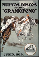 Advertising poster of 'La voz de su amo', cover of the catalog of new disk releases. June, 1916.