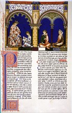 King instructing a child, miniature in the 'Book of Games', manuscript, 1283, by Alfonso X el Sabio.