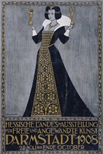 Poster of the Hessen State Exhibition of Free and practical Art, held in Darmstadt 1908.