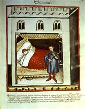 The dream. Miniature in the work 'Tacuinum sanitatis', illuminated manuscript, 14th century (late).