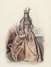 Circassian princess, in the modern age, color engraving 1870.