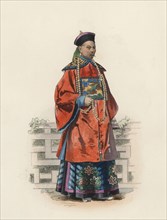 Mandarin Chinese man, in the modern age, color engraving 1870.