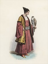 Circassian young man, color engraving 1870.
