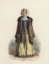 Woman from Kaluga (Russia) color engraving 1870.