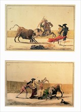 Colored Engravings by Antonio Carnicero, Plate VIII, 'Suerte de Banderillas', Plate IX: 'Suerte d?