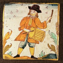 Tiles of the Palmita series, musician playing the drum.