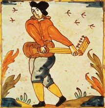 Tiles of the Palmita series, musician playing guitar.