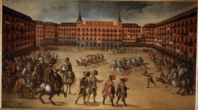 Party in the Plaza Mayor of Madrid', oil on canvas, 1600.
