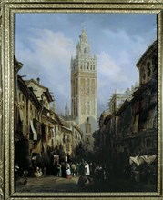 The Giralda of Seville', oil on canvas.