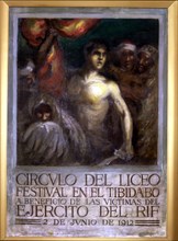 Poster advertising the Festival to benefit victims of the RIF, 1912, by Ricart Canals.
