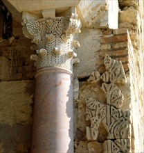 Detail of a carved marble column of Medina Azahara, construction initiated by Almanzor in the 10t?