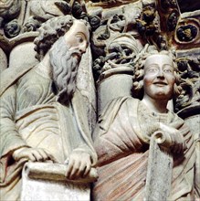 Detail of the apostles in the façade of the Portico of the Glory in the Cathedral of Santiago de ?