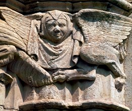 Detail of a capital of the cloister of the Monastery of Santes Creus, by Reinard of Fonoll.