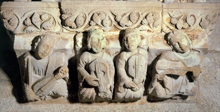 Wedding Feast of Alphonse IX of León', detail of the corbels of the Synod Hall of the Gelmírez Pa?
