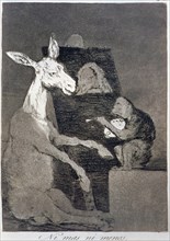 Los Caprichos, series of etchings by Francisco de Goya (1746-1828), plate 41: 'Ni más ni menos' (?