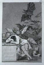 Los Caprichos, series of etchings by Francisco de Goya (1746-1828), plate 43: 'El sueño de la raz?