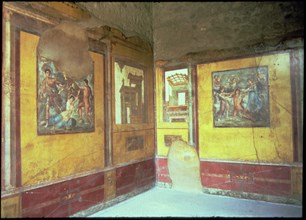 Frescoes on the walls of the House of Vettii in Pompeii.