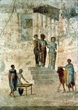 Jason presented before his uncle Pelio and his daughters, fresco from Pompeii.