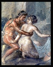 Satyr embracing a nymph, fresco from the house of Epigram at Pompeii.