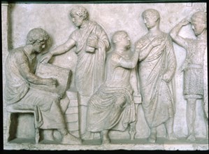 Scene of a census, relief on the altar of Domitius Aenobarbus.