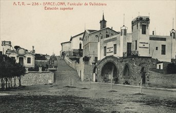 Vallvidrera Funicular, upper station, photograph of 1915, edited by ATV postcard (Angel Tolrá Via?