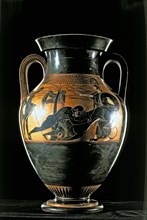 Heracles fighting the Nemean lion', Attic black-figure amphora from Vulci.