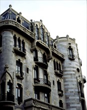 Detail of the façade of the Fuster House, designed by modernist architect Lluís Domenech i Muntan?