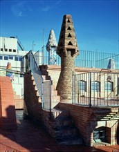 Perspective of the chimneys in the west area of the Güell Palace 1886-1890, designed by Antoni Ga?