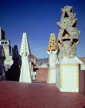 Chimneys on the east sector of the Güell Palace, 1886-1890, designed by Antoni Gaudí i Cornet, re?