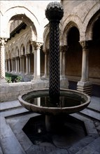 Fountain in the cloister of the Cathedral of Monreale (Sicily), Norman-Byzantine style.